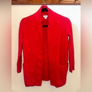J Crew Red Open Cardigan with Pocket XXS